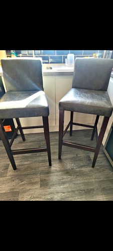 Pair grey upholstered bar - grey,