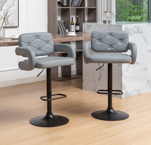 Set grey bar stools plush - of,