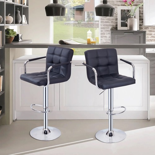 2pcs faux leather bar stools - leather,