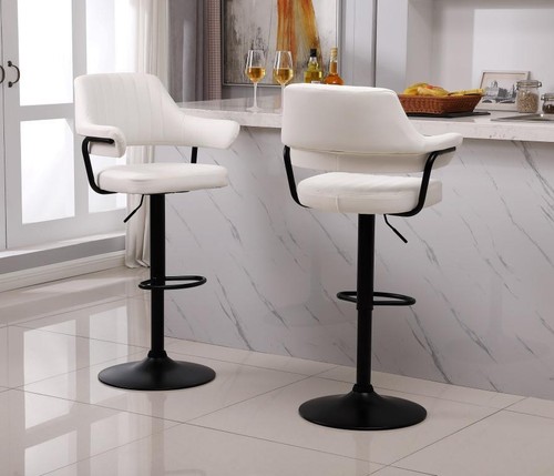 Plush white bar stools - white,