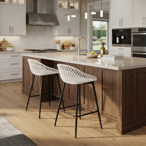 Stylish white breakfast bar - breakfast,